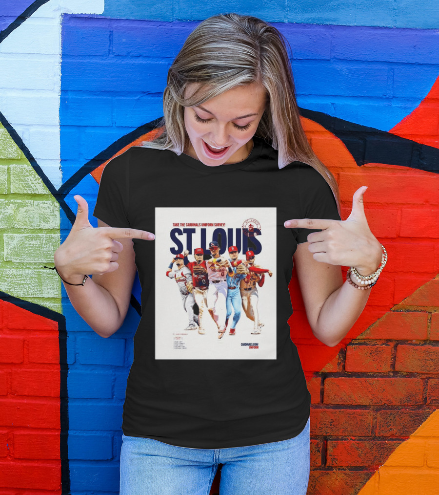 Take The Cardinals Uniform Survey St Louis Historic Baseball Players T-Shirt