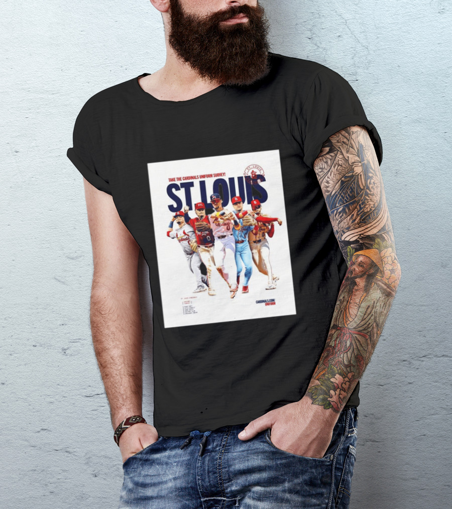 Take The Cardinals Uniform Survey St Louis Historic Baseball Players T-Shirt