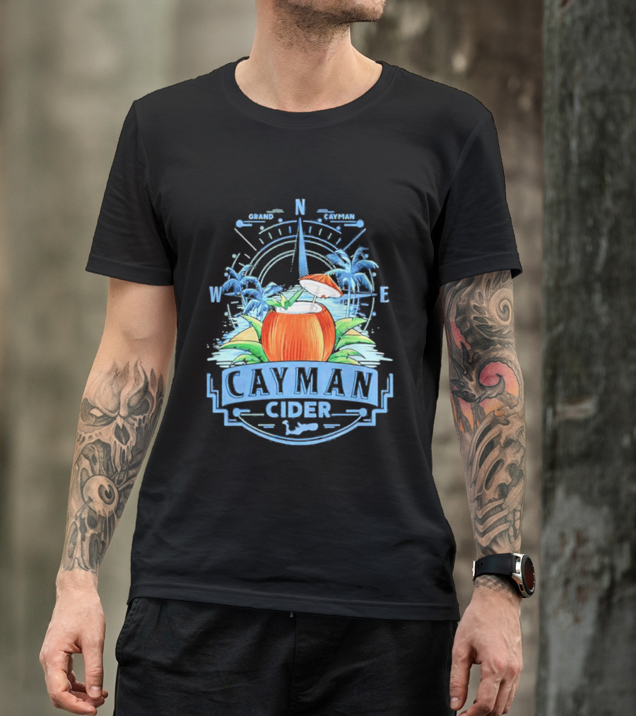 Cayman Cider Tropical Compass Palm Trees Beverage T-Shirt
