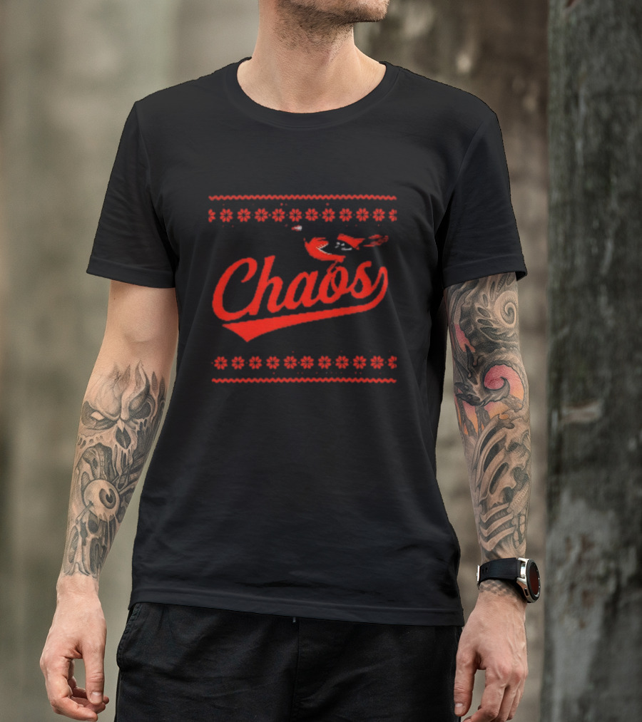 Chaos In Baltimore Orioles Ugly Christmas Sweater T-Shirt