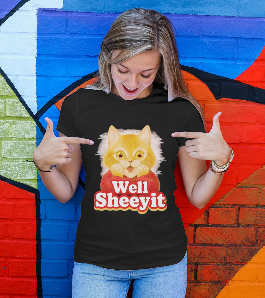 Well Sheeyit Surprised Orange Cat Humor T-Shirt