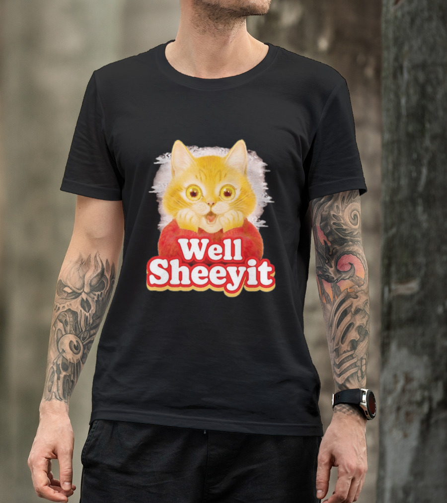 Well Sheeyit Surprised Orange Cat Humor T-Shirt