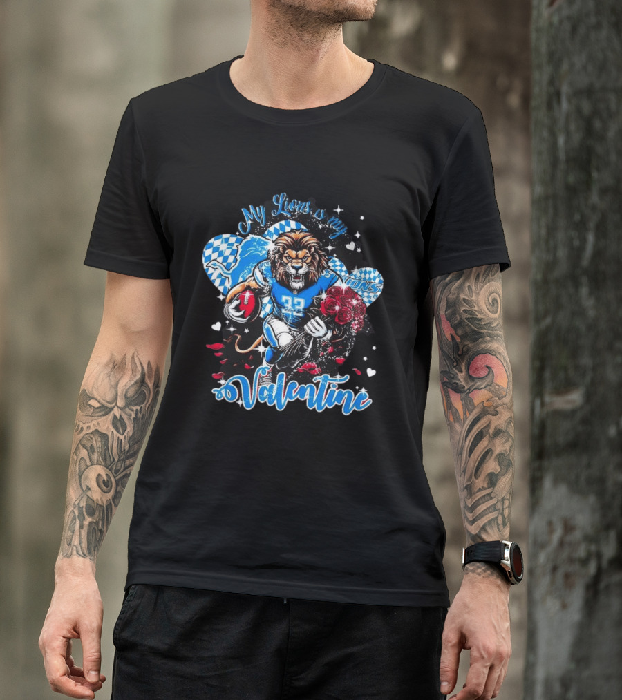 Valentine My Detroit Lions Football Love Roses Player T-Shirt