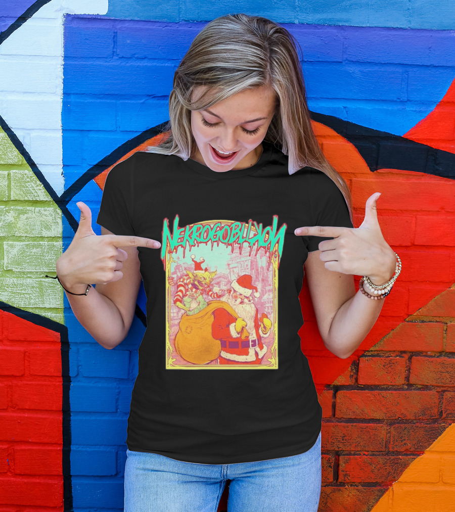 Santa Claus Nekrogoblikon Christmas Goblin Scene T-Shirt
