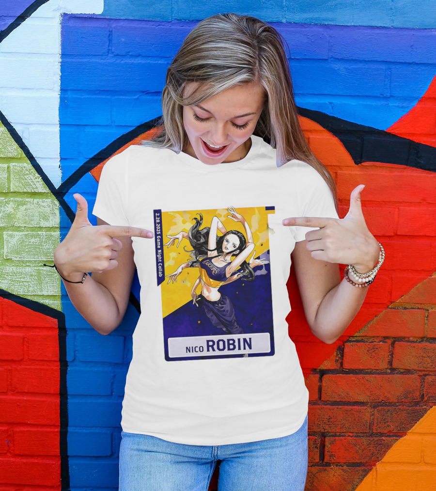 2025 Game Night Collab One Piece X Los Angeles Lakers Nico Robin T-Shirt