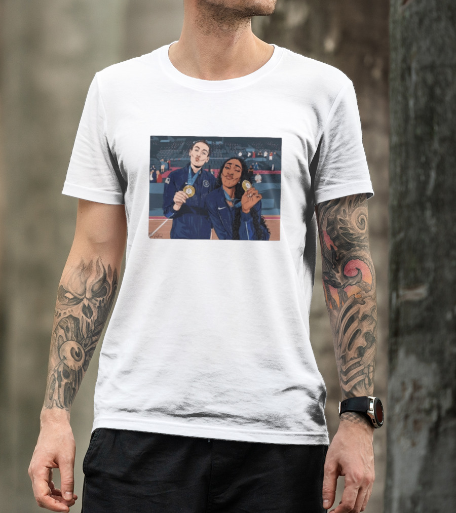A'Ja Wilson Breanna Stewart Gold Medal Celebration WNBA T-Shirt