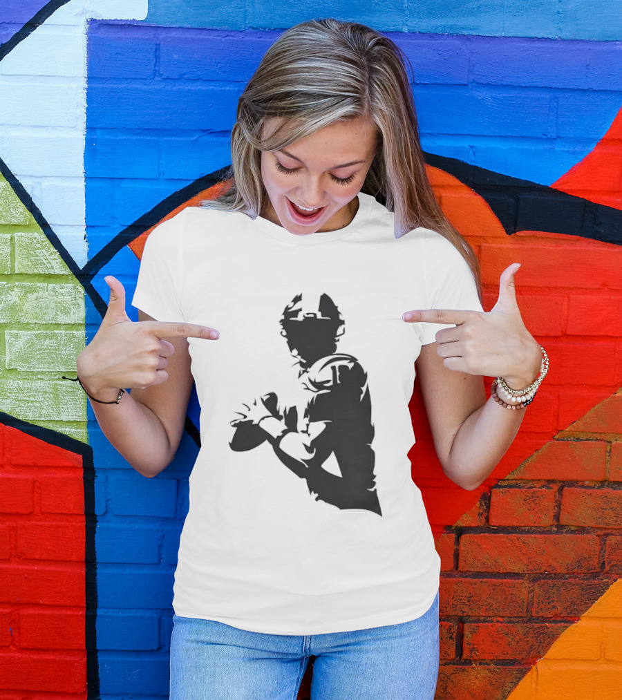 Quarterback Player Silhouette American Football Sports T-Shirt
