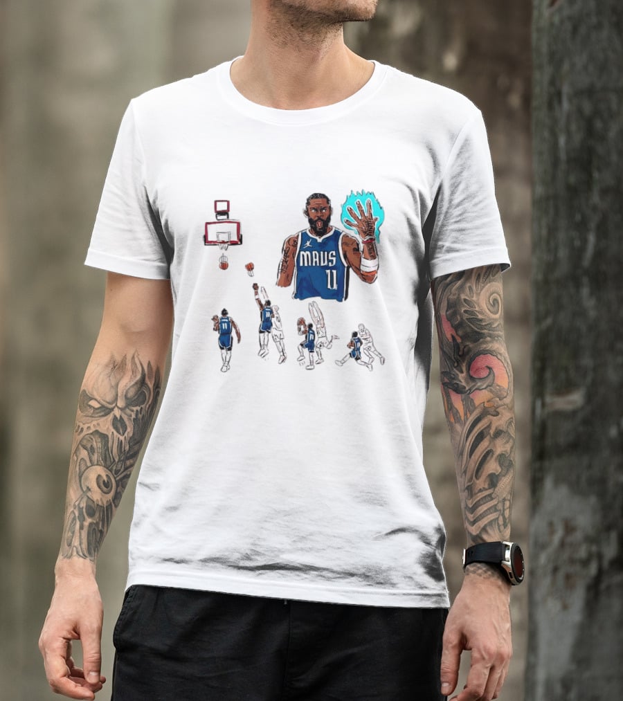 Dallas Mavericks Kyrie Irving Left Hand Hook Shot Game Winner Basketball Play Sequence T-Shirt