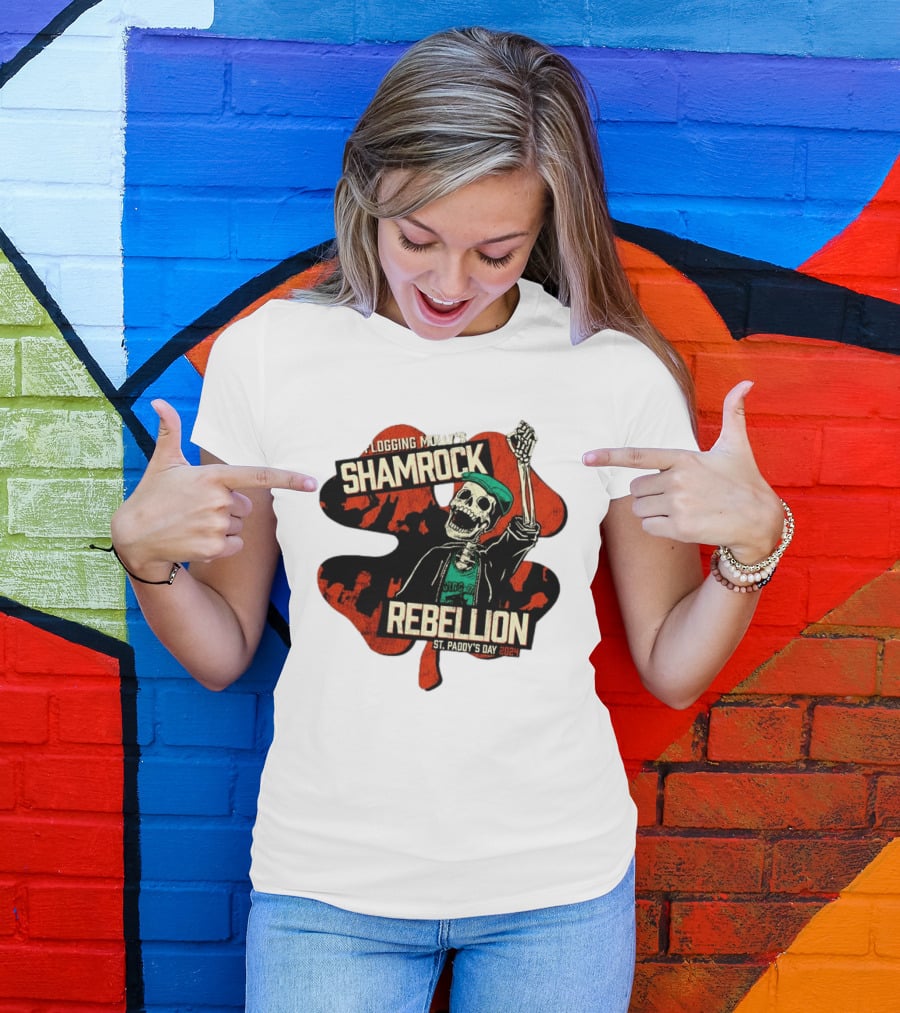 Flogging Molly Shamrock Rebellion St. Paddy's Day 2024 Skeleton T-Shirt
