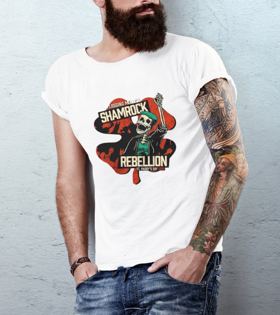 Flogging Molly Shamrock Rebellion St. Paddy's Day 2024 Skeleton T-Shirt