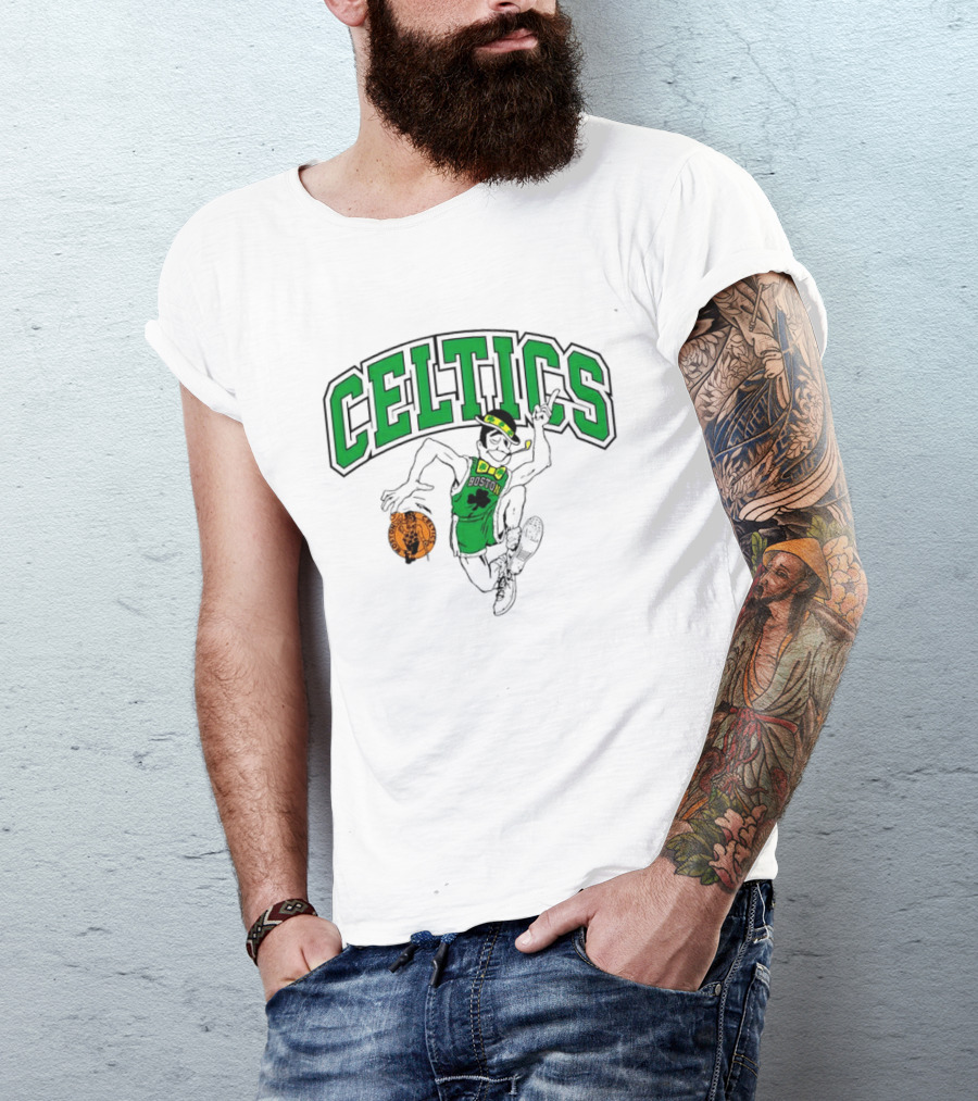 Boston Celtics Leprechaun Dancing Basketball St Patrick's Day Celebration T-Shirt