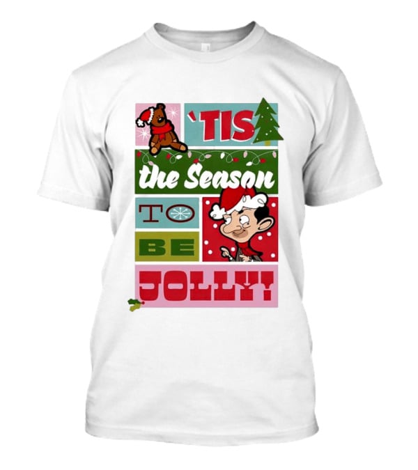 Mr Bean Tis The Season To Be Jolly Christmas Cartoon Santa Hat Fun T-Shirt