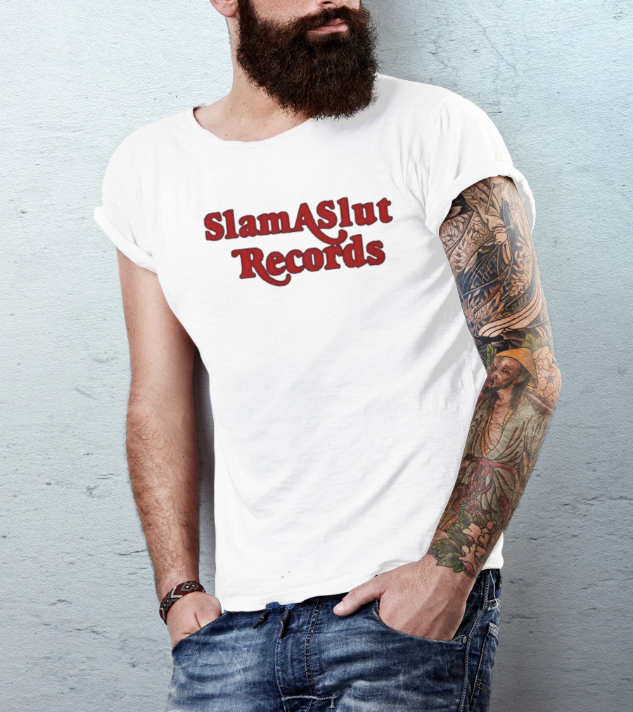 SlamASlut Records Vintage Inspired Music Label T-Shirt