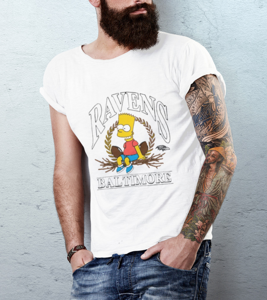 Baltimore Ravens Bart Simpson Crossover 2025 T-Shirt