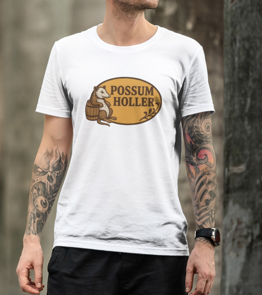 Possum Holler Rustic Opossum With Barrel T-Shirt