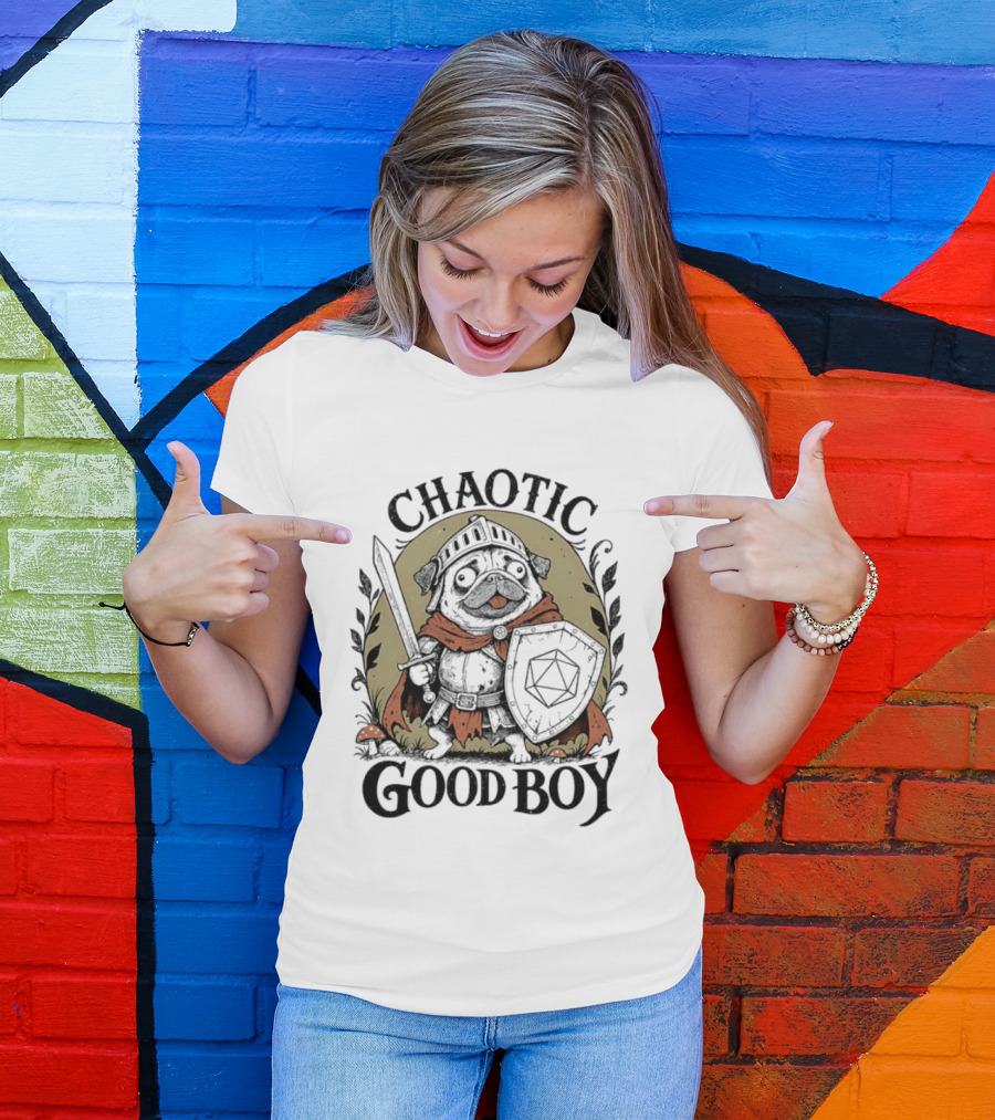 Chaotic Good Boy Pug Knight Adventure Dungeons And Dragons T-Shirt