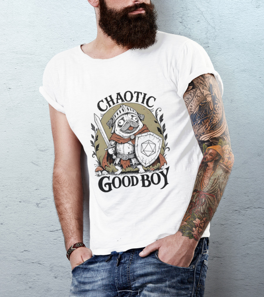 Chaotic Good Boy Pug Knight Adventure Dungeons And Dragons T-Shirt
