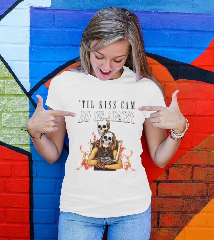 Til Kiss Cam Do Us Part Skeleton Halloween Flames T-Shirt