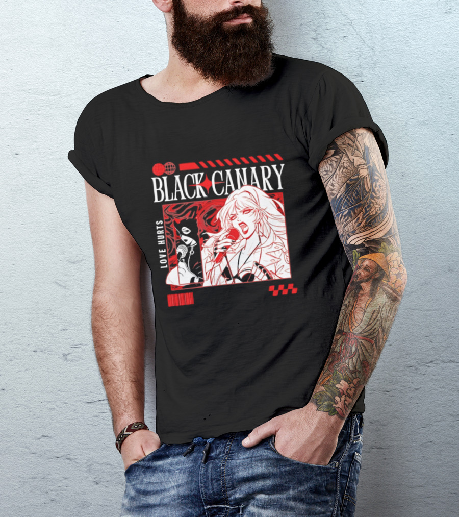 Black Canary Love Hurts DC Comics Superhero Microphone Music Scene T-Shirt
