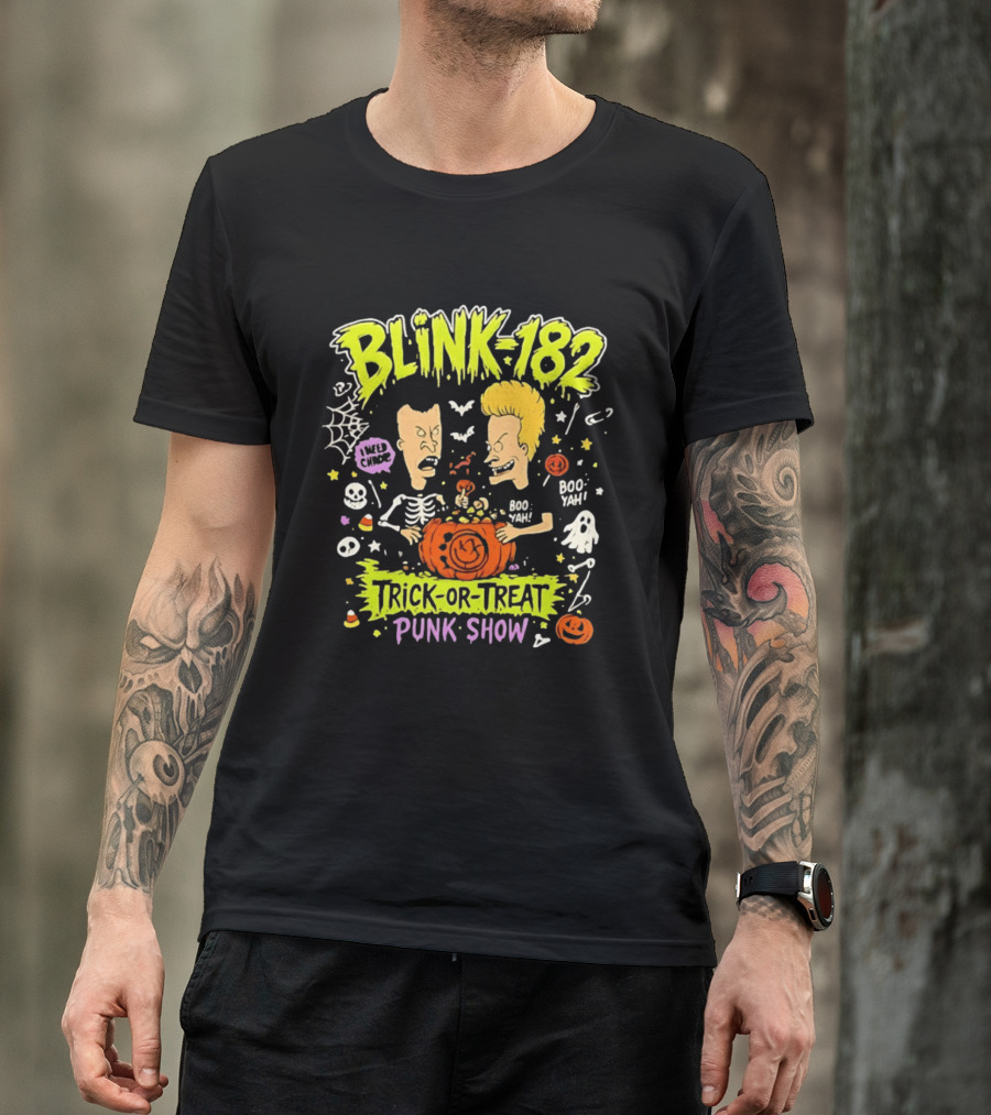 Blink 182 Beavis And Butt Head Halloween Trick Or Treat Punk Show T-Shirt