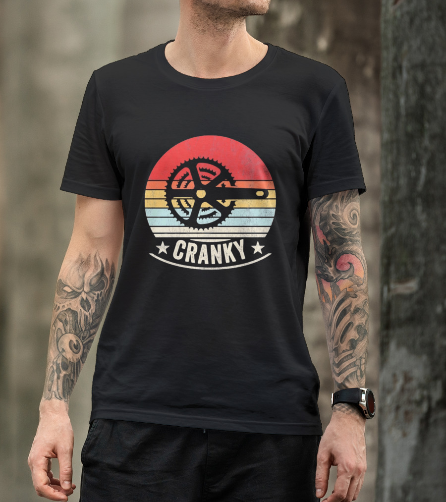 Cranky Sunset Bike Crank Retro Vintage Cycling T-Shirt