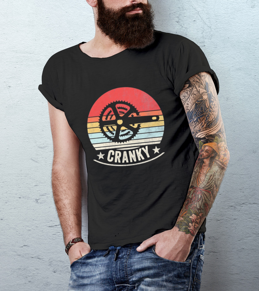 Cranky Sunset Bike Crank Retro Vintage Cycling T-Shirt
