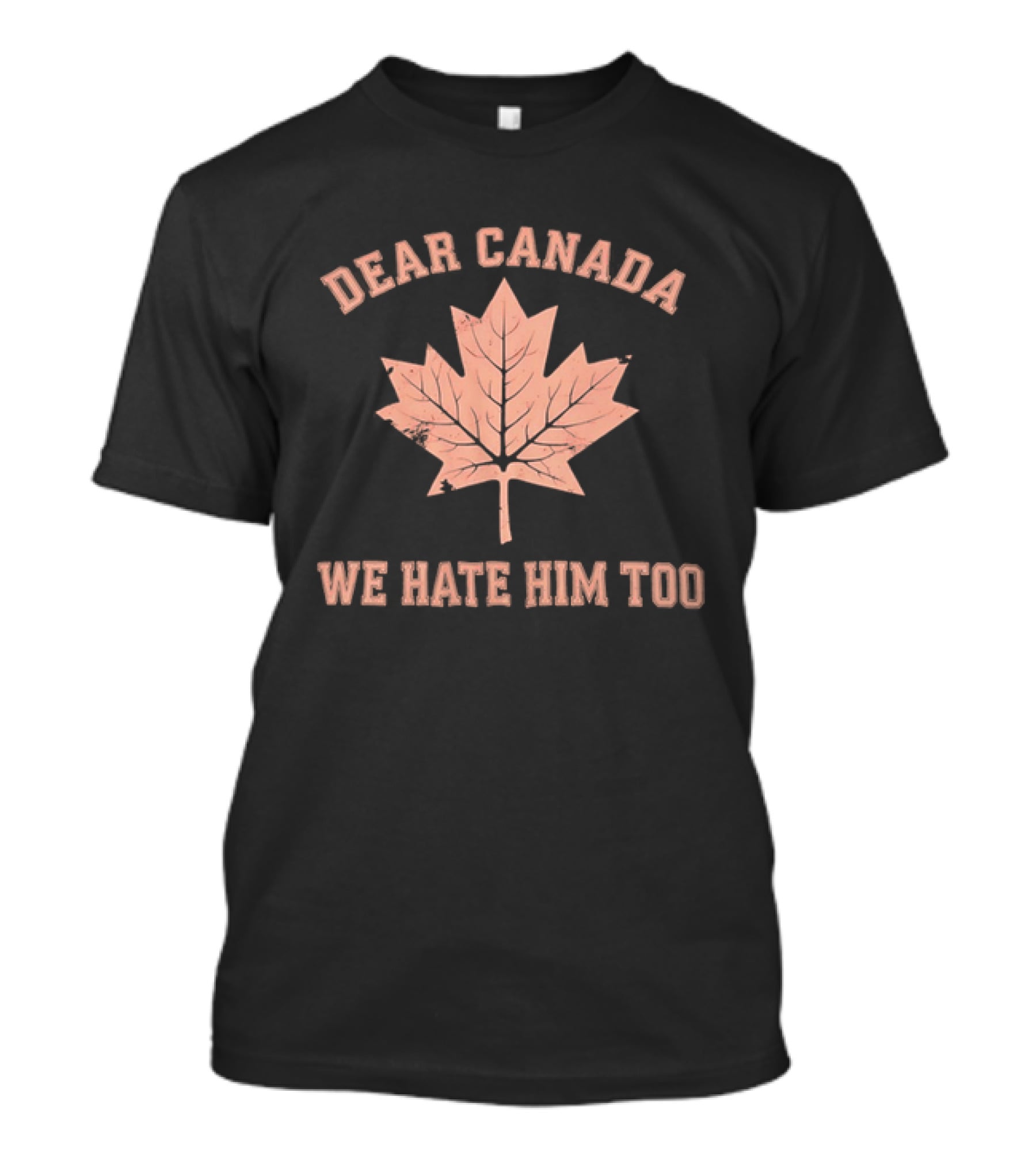 Dear Canada We Hate Him Too Maple Leaf Satire T-Shirt