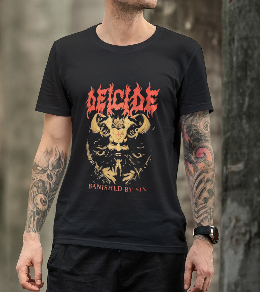 Deicide Banished By Sin Skull And Horns Death Metal T-Shirt