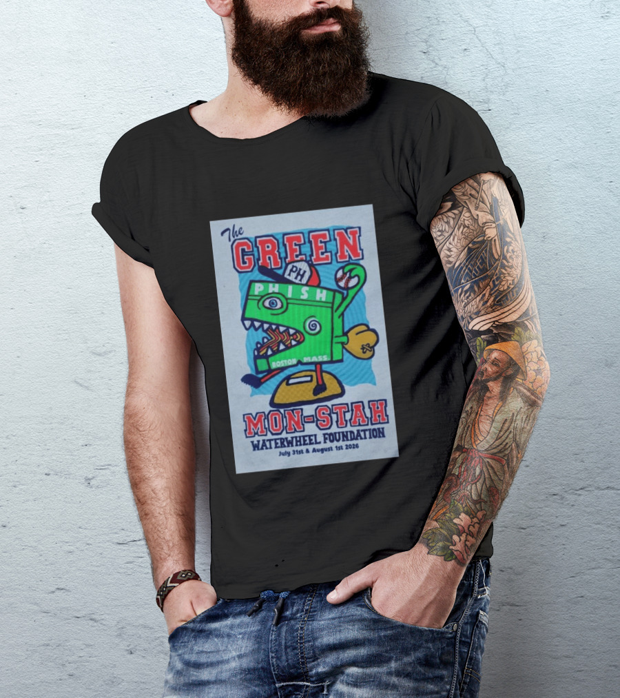 The WaterWheel Foundation The GREEN MON STAH Phish Fenway Park Boston July 31st August 1st 2026 T-Shirt