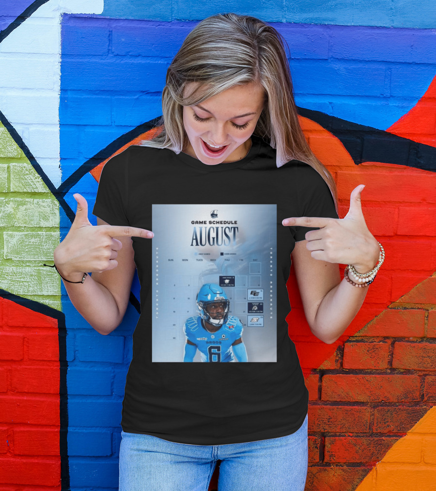 Toronto Argonauts August Game Schedule 2023 CFL Football Player Calendar T-Shirt