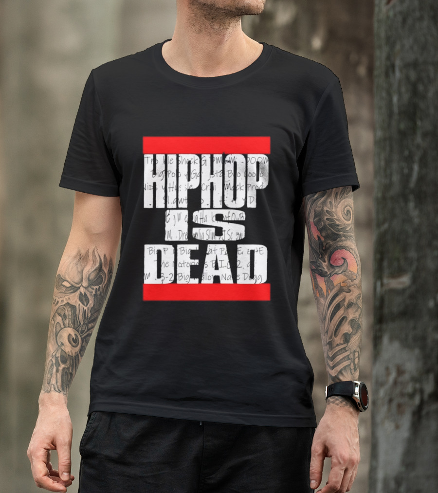 Hip Hop Is Dead White Text With Red Bars T-Shirt