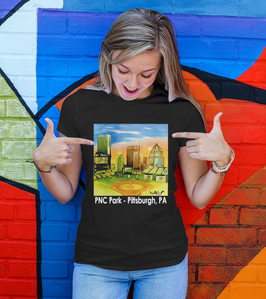 PNC Park Pittsburgh PA Baseball Skyline Art Print T-Shirt