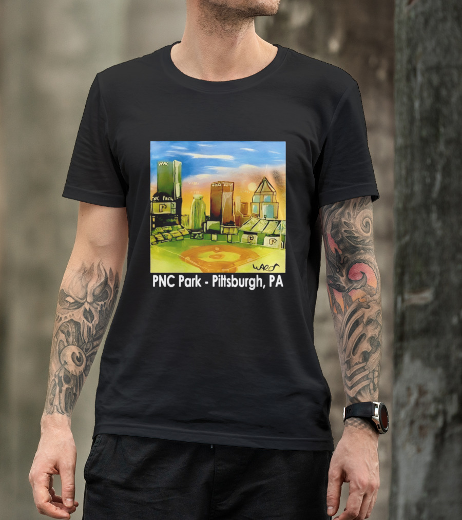 PNC Park Pittsburgh PA Baseball Skyline Art Print T-Shirt