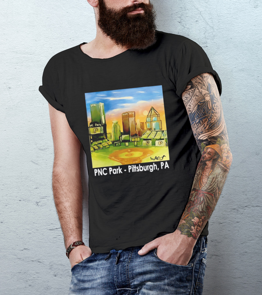 PNC Park Pittsburgh PA Baseball Skyline Art Print T-Shirt