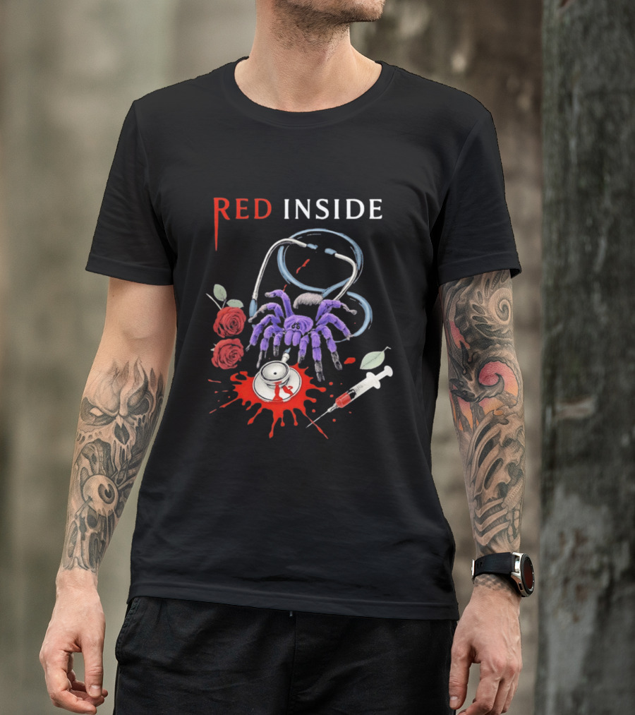 Red Inside Purple Tarantula Stethoscope Syringe Roses T-Shirt