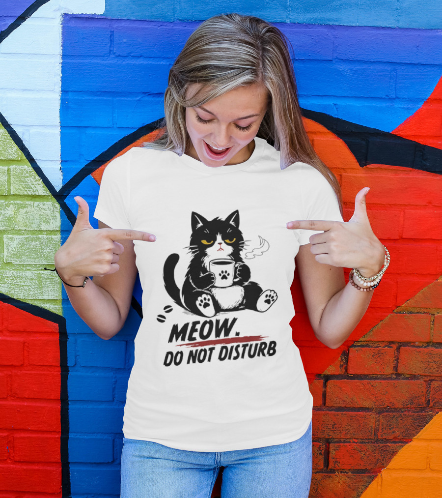 Meow Do Not Disturb Grumpy Cat Coffee Paw Stamp Vapor T-Shirt