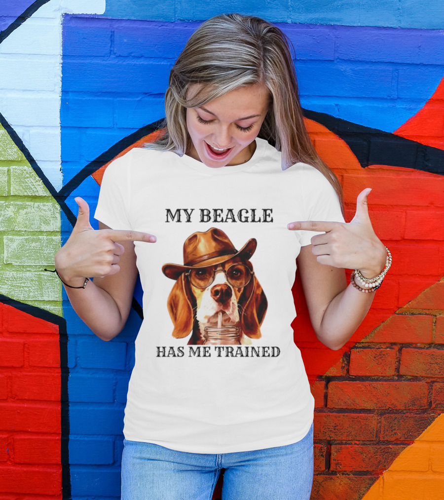 My Beagle Has Me Trained Cowboy Beagle With Hat And Glasses T-Shirt