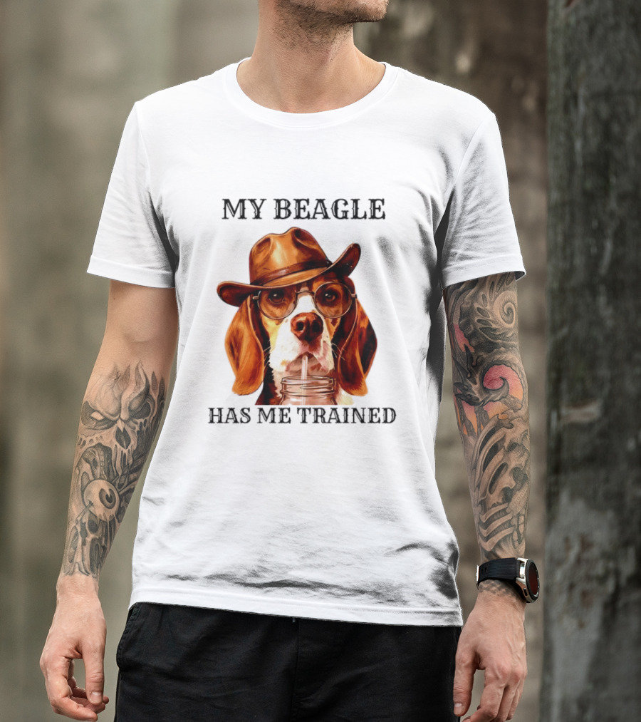 My Beagle Has Me Trained Cowboy Beagle With Hat And Glasses T-Shirt