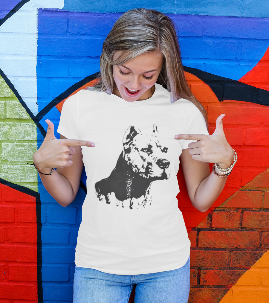 Distressed Pit Bull Dog Face Art For Dog Lovers T-Shirt