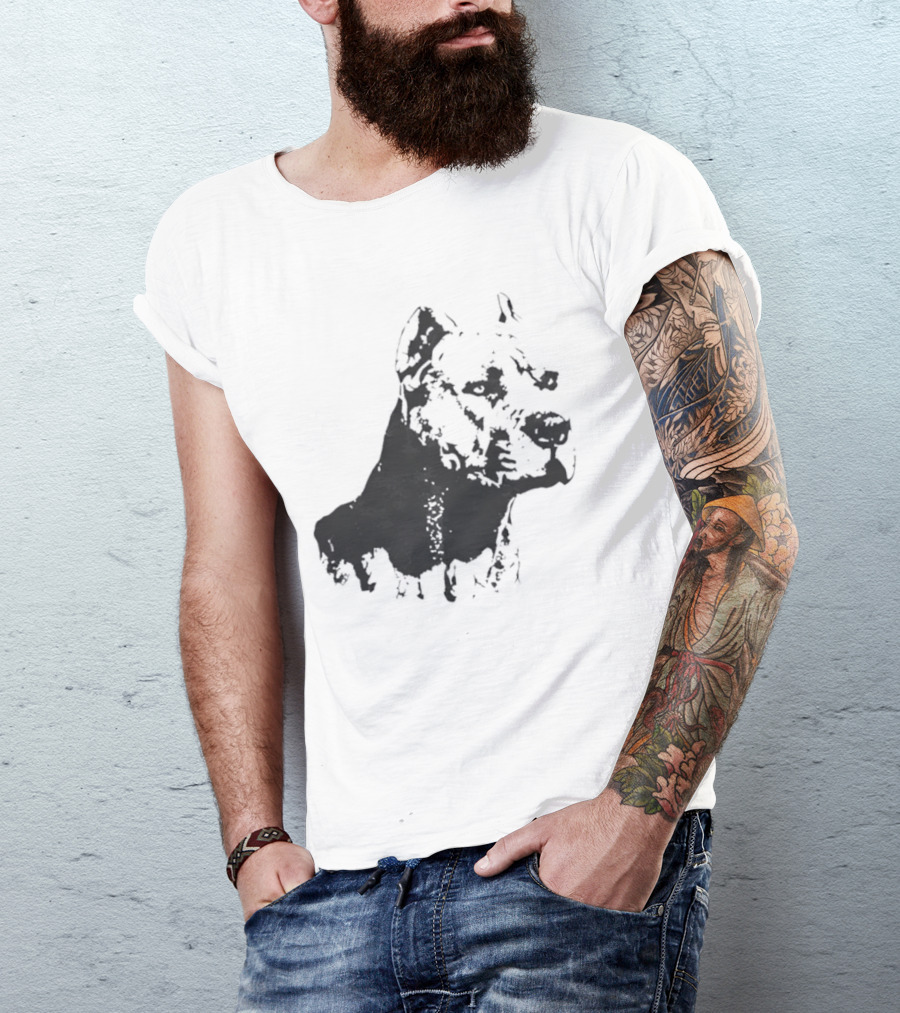 Distressed Pit Bull Dog Face Art For Dog Lovers T-Shirt