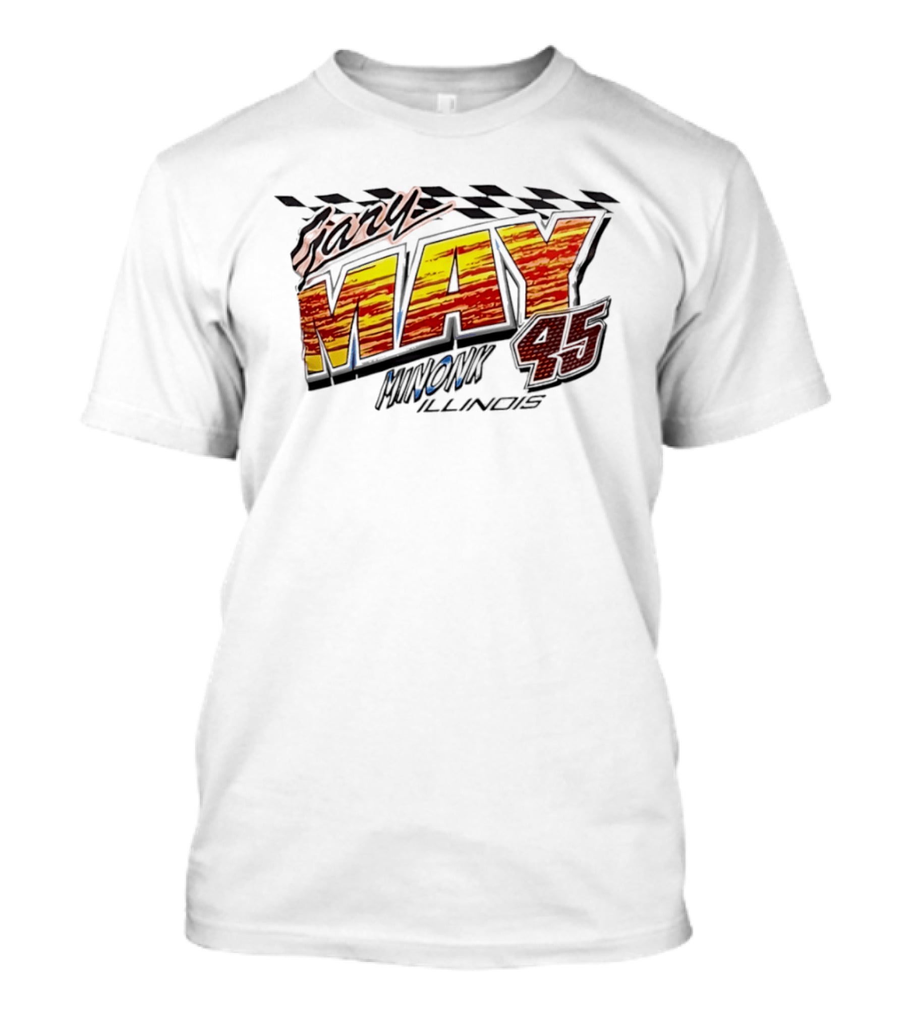 Gary May 45 Minonk Illinois Racing Motorsports Checkerboard T-Shirt