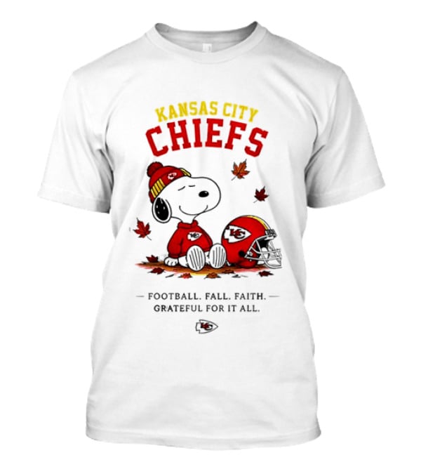 Kansas City Chiefs Snoopy Football Fall Faith Grateful For It All T-Shirt