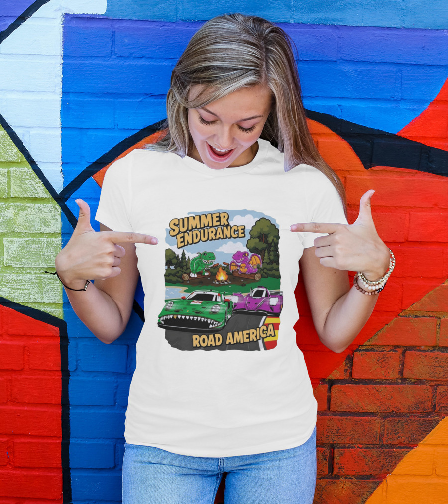 Summer Endurance Road America Racing With Dinosaurs And Dragons T-Shirt