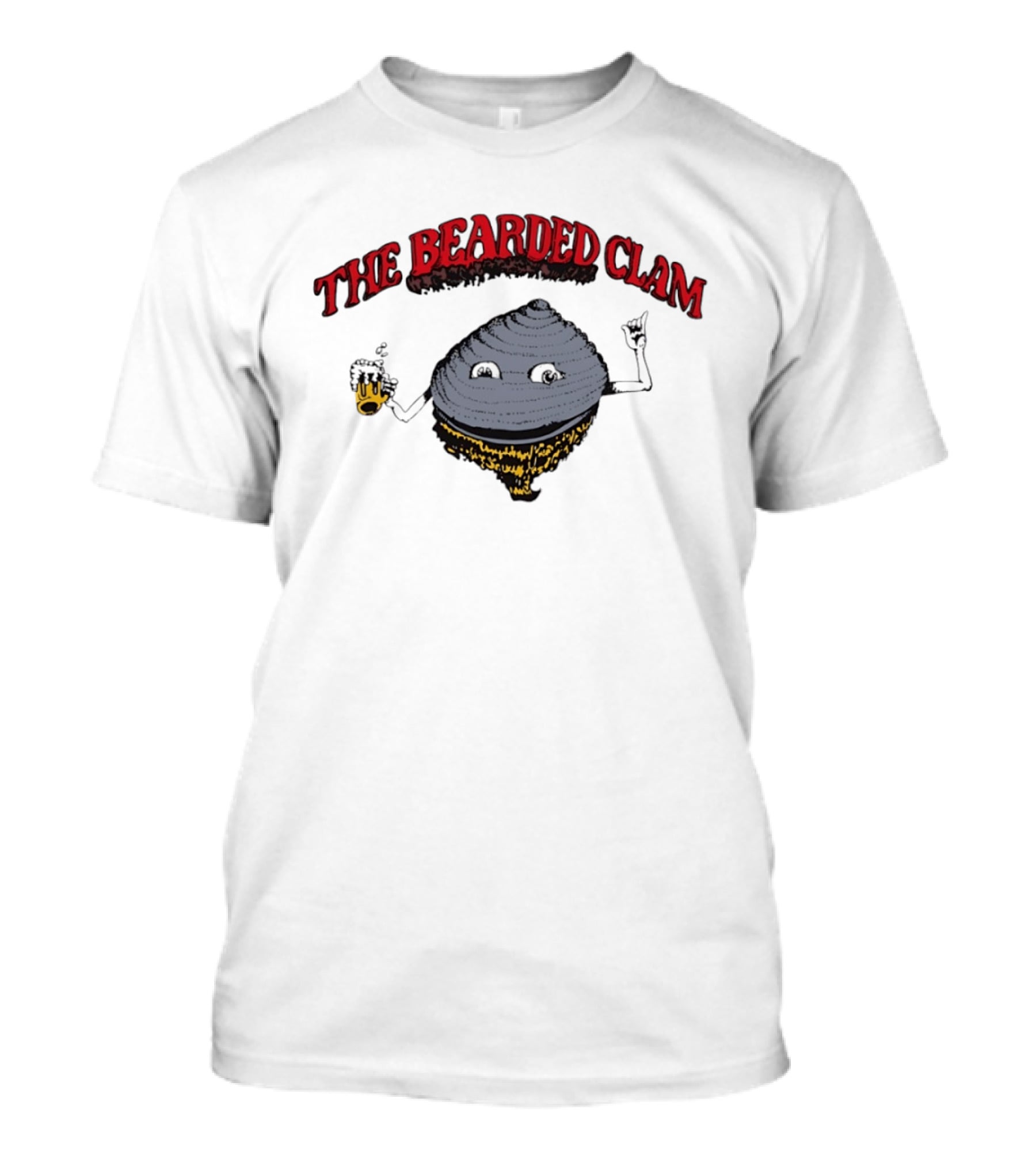 The Bearded Clam Cartoon Drinking Beer T-Shirt