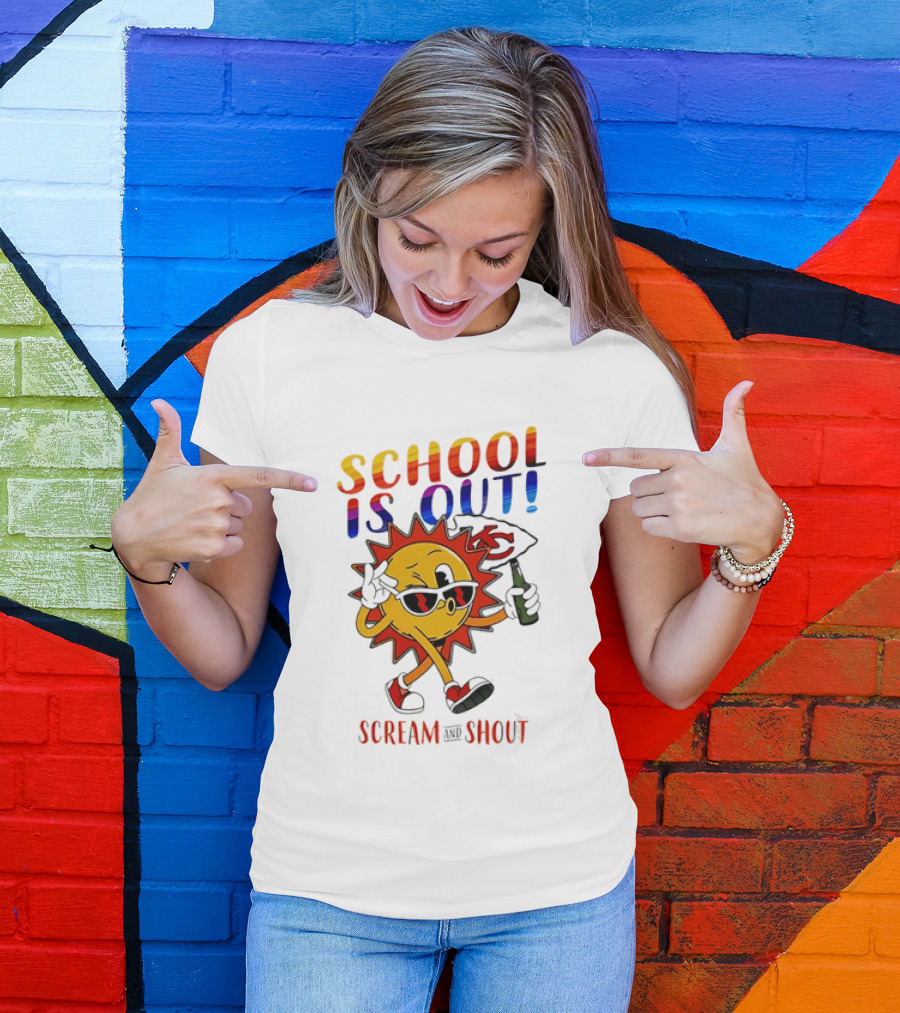 Kansas City Chiefs Sun Character School Is Out Scream And Shout T-Shirt