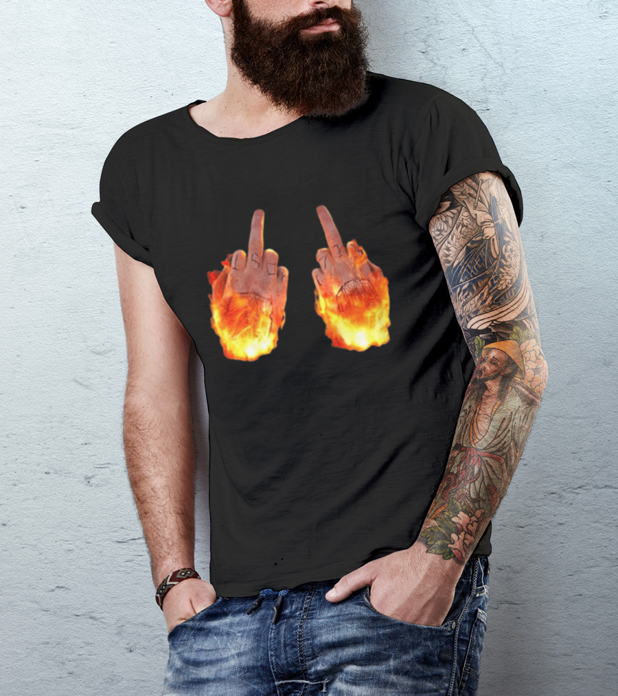 Sid The 3Rd Middle Fingers Flaming Gesture T-Shirt