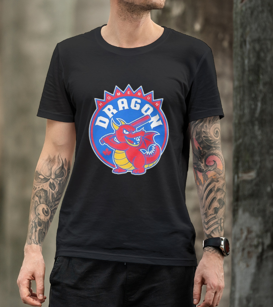 Homerun Dragon Toronto Blue Jays Batter With Red Bat And Maple Leaf T-Shirt
