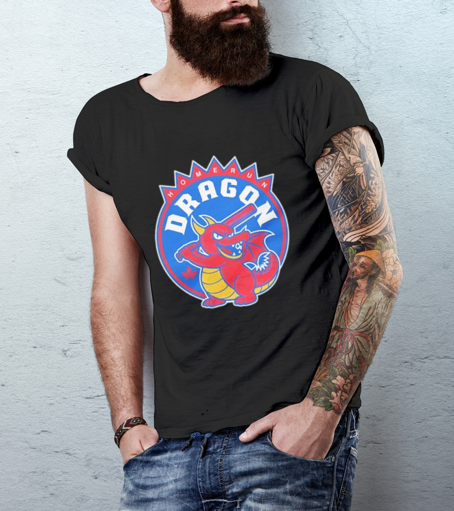 Homerun Dragon Toronto Blue Jays Batter With Red Bat And Maple Leaf T-Shirt