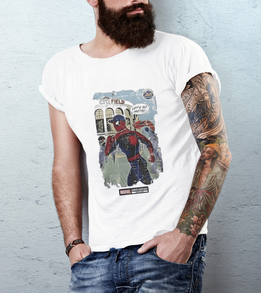 Citi Field Marvel Super Hero Day Spiderman Let's Go Mets 2026 T-Shirt