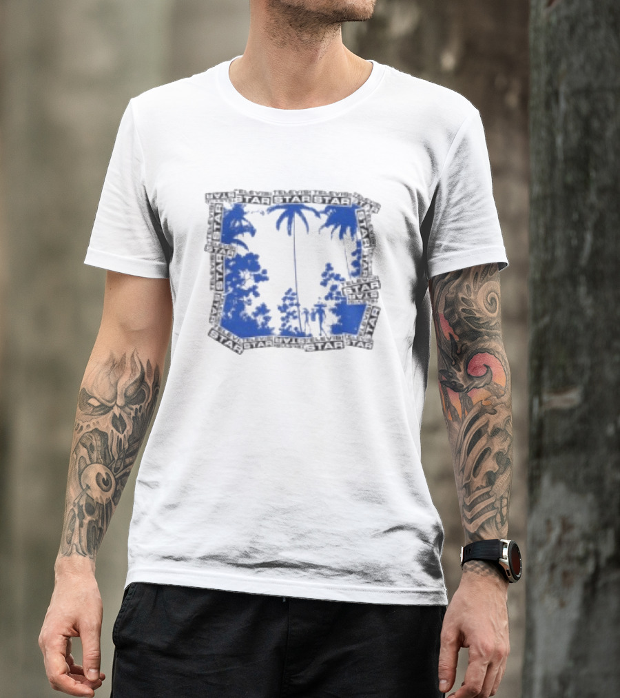 Televisi Star Catalog Store Paradise Blue White Palms T-Shirt